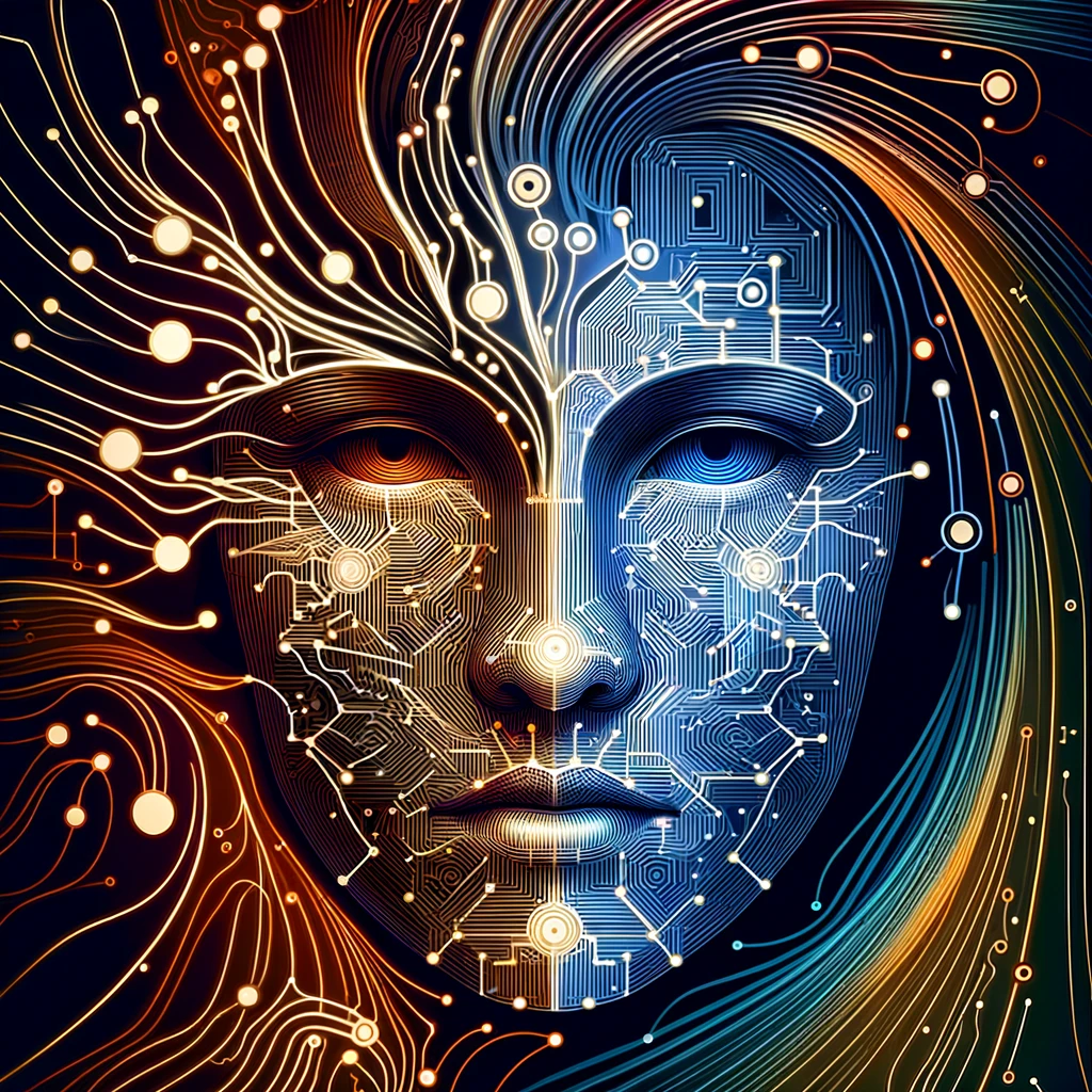 human face with AI integration